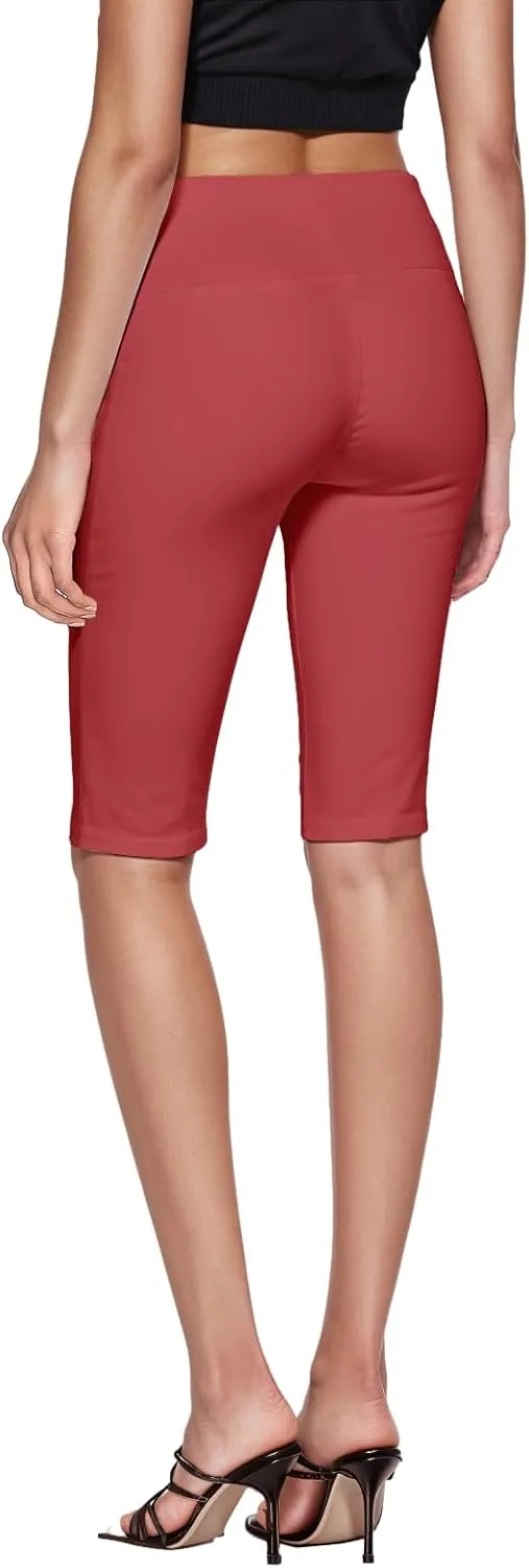Hybrid & Company Womens Super Stretch Causal Pull On Millennium Twill Bermuda Shorts