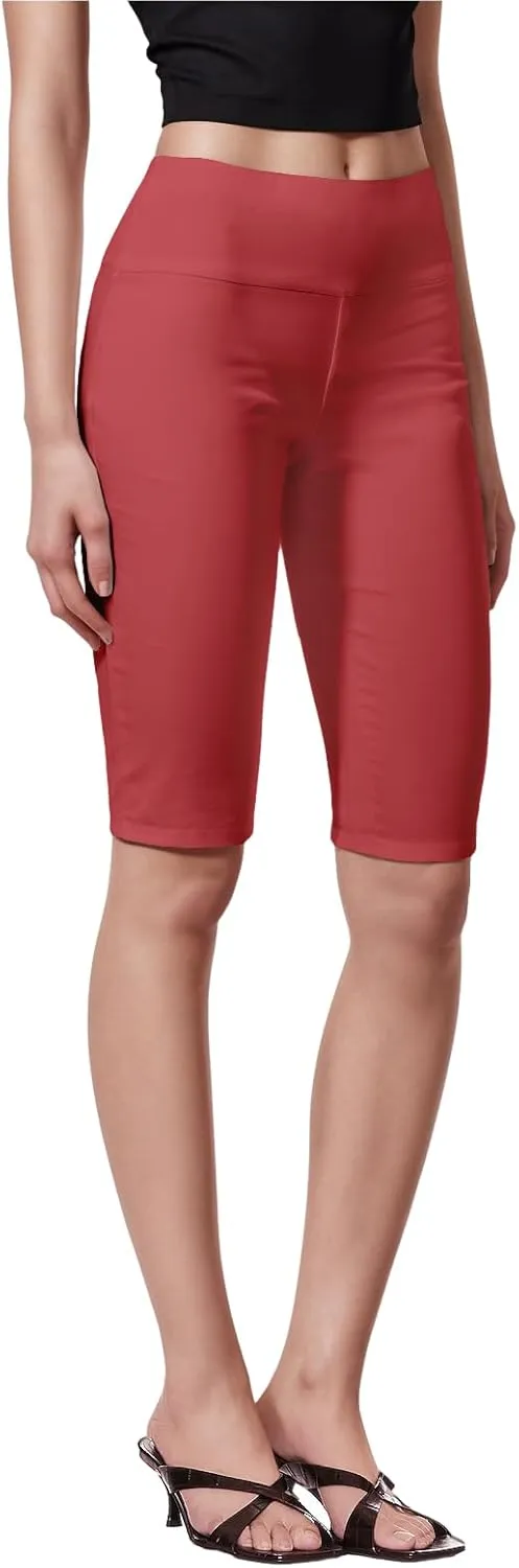 Hybrid & Company Womens Super Stretch Causal Pull On Millennium Twill Bermuda Shorts