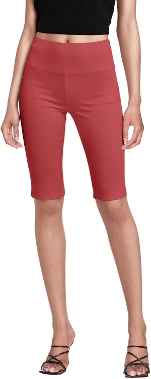 Hybrid & Company Womens Super Stretch Causal Pull On Millennium Twill Bermuda Shorts