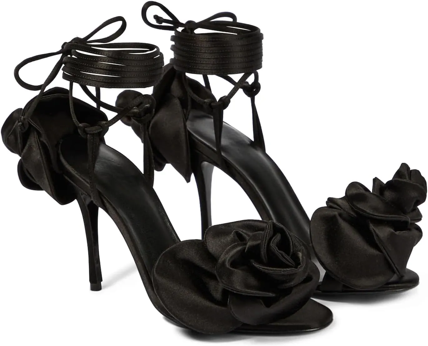 iadore Women's High Heels, 4'' Open Toe Floral Ankle Strappy Lace Up Stiletto Heeled Sandals with Back Flower Party Wedding Date Dress Shoes