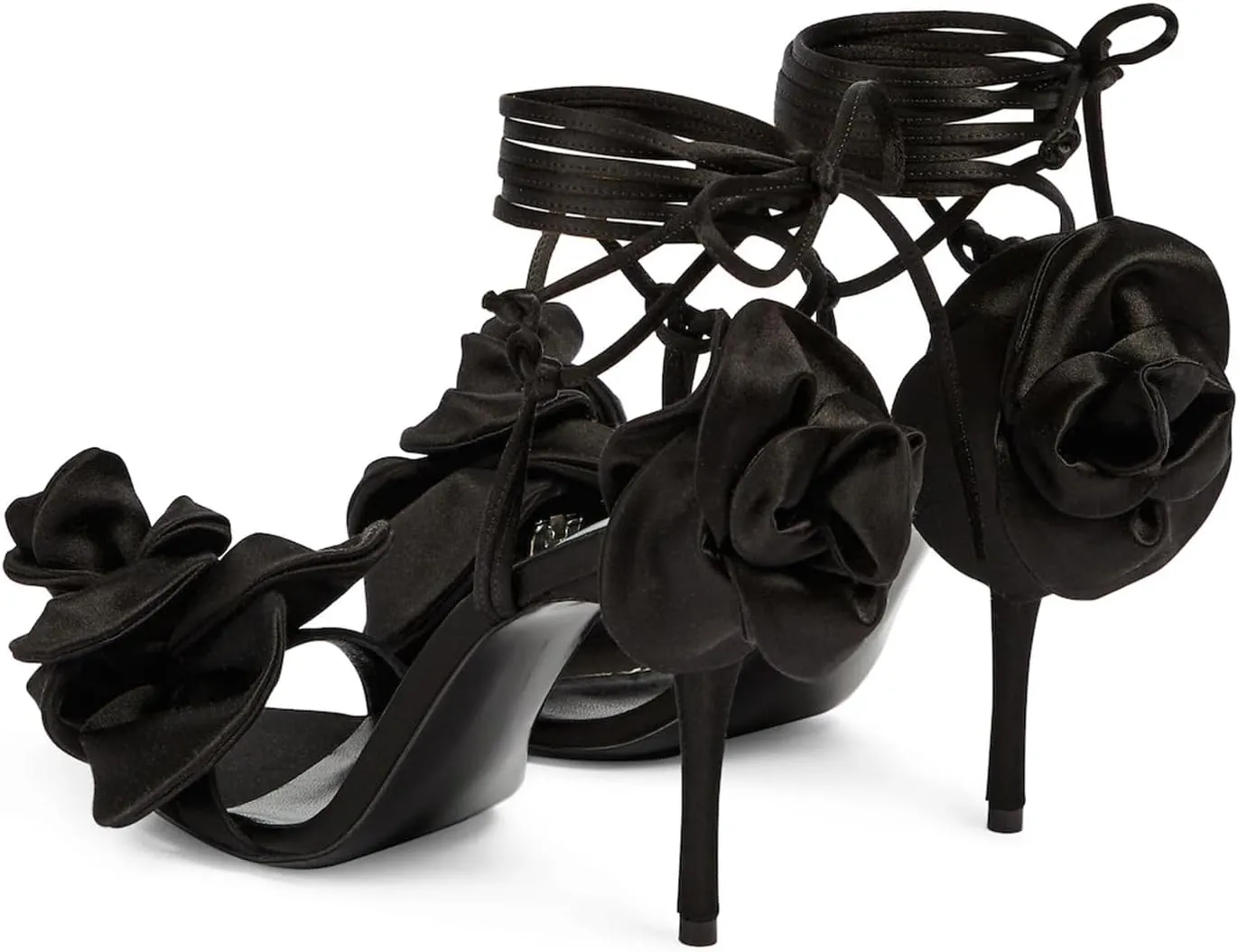 iadore Women's High Heels, 4'' Open Toe Floral Ankle Strappy Lace Up Stiletto Heeled Sandals with Back Flower Party Wedding Date Dress Shoes