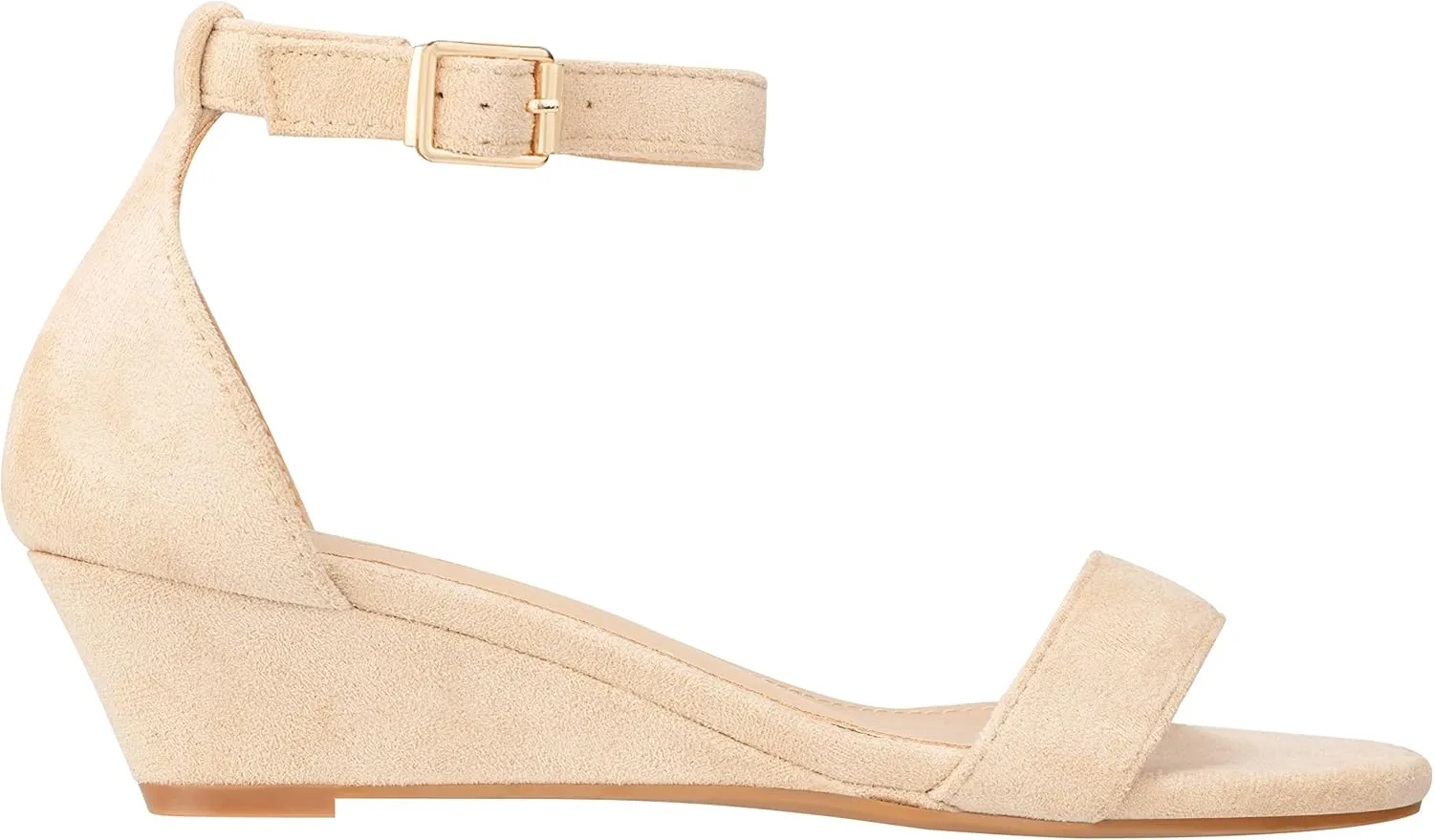 ILLUDE Women's Open Toe Ankle Strap Low Wedge Sandal Comfortable Platform Heeled Sandals