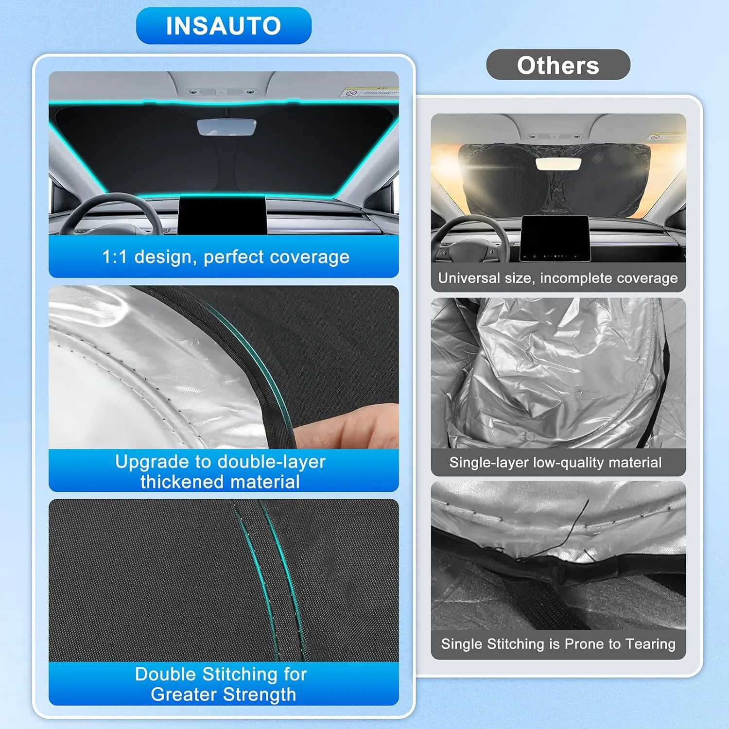 INSAUTO Foldable Windshield Sun Shade for Toyota RAV4 2019-2025, Heat & UV Protection Car Sunshade with Storage Bag, Keep Interior Cool & Easy Installation