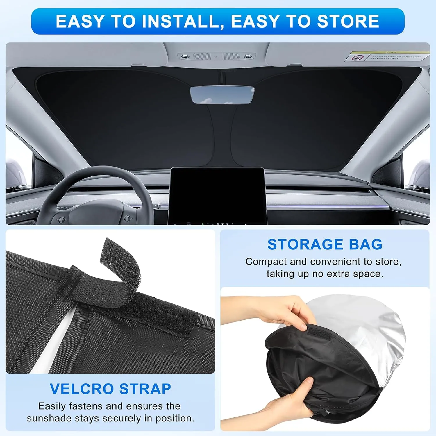 INSAUTO Foldable Windshield Sun Shade for Toyota RAV4 2019-2025, Heat & UV Protection Car Sunshade with Storage Bag, Keep Interior Cool & Easy Installation