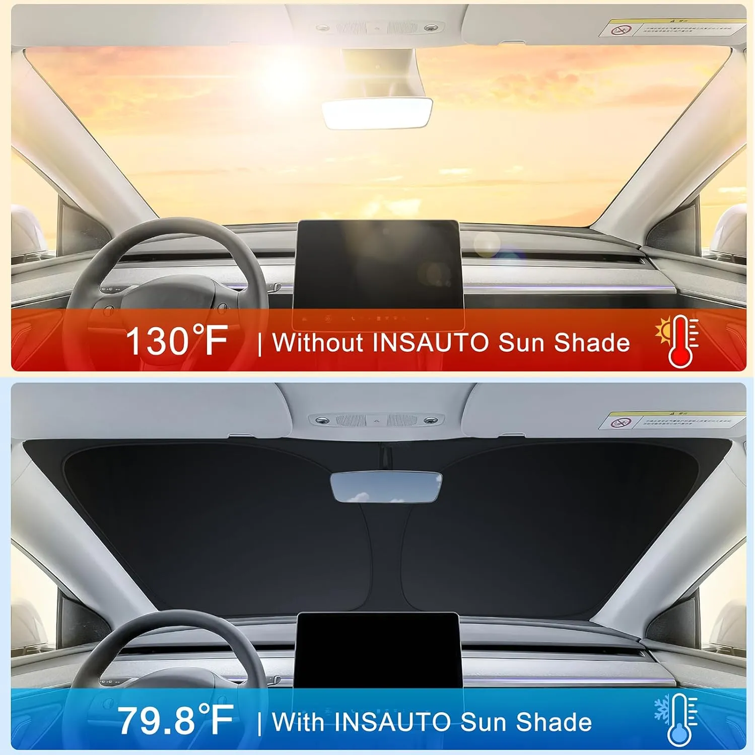 INSAUTO Foldable Windshield Sun Shade for Toyota RAV4 2019-2025, Heat & UV Protection Car Sunshade with Storage Bag, Keep Interior Cool & Easy Installation