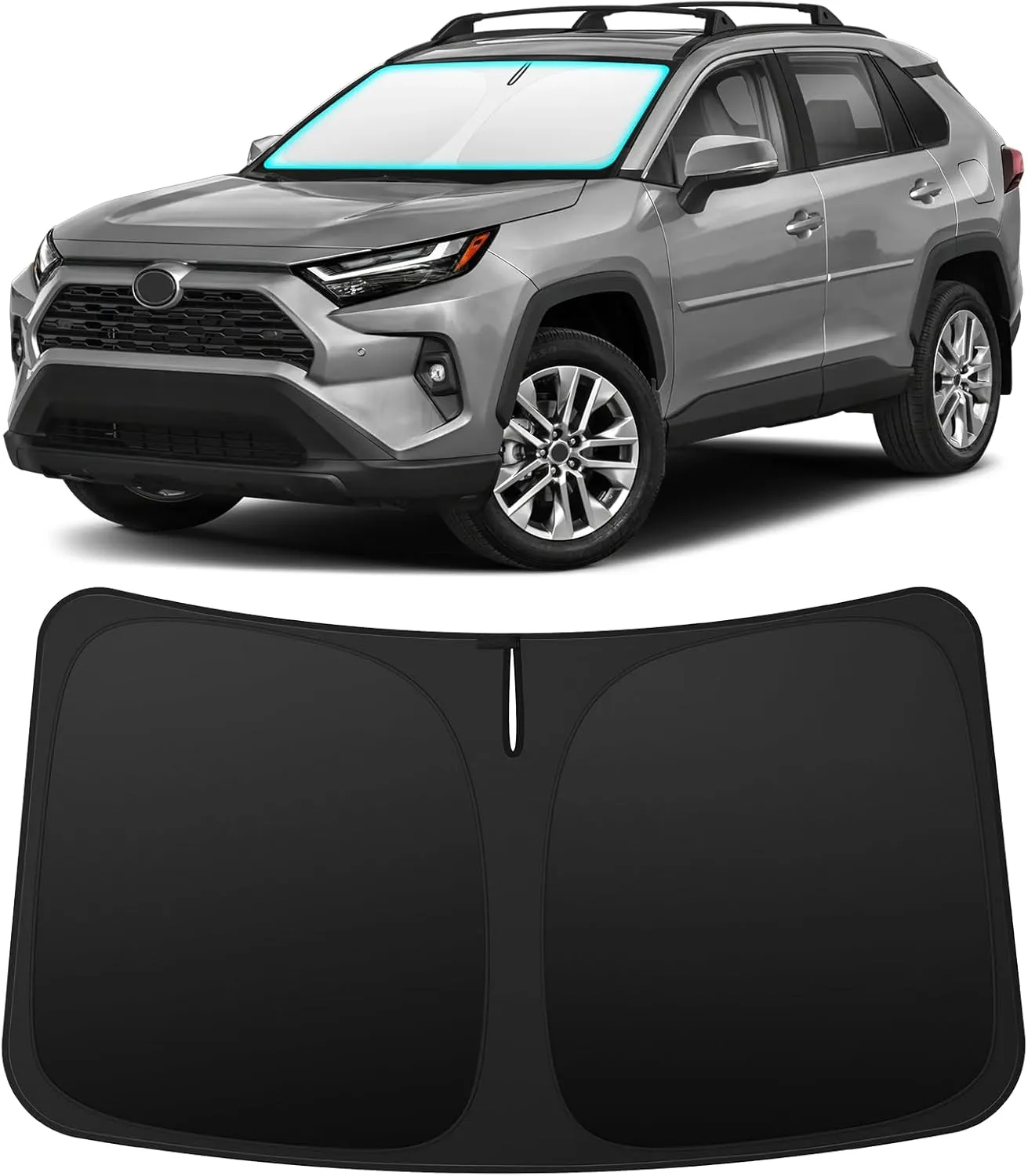 INSAUTO Foldable Windshield Sun Shade for Toyota RAV4 2019-2025, Heat & UV Protection Car Sunshade with Storage Bag, Keep Interior Cool & Easy Installation