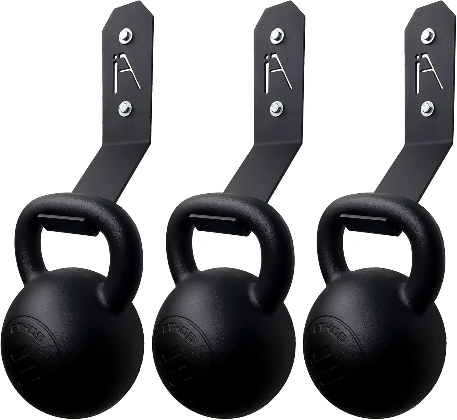 Iron American Heavy-Duty Kettlebell Wall Mount Storage Rack - Gym Storage Hanger, Holds up to 200 Pounds - Easy Installation, Hardware Included - Weight Rack for Home Gym - Made in USA