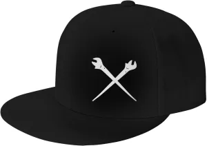 Ironworker Crossed Tools Classic Unisex Sun Hat with Flat Brim - Adjustable and Stylish for Outdoor Adventures! Black