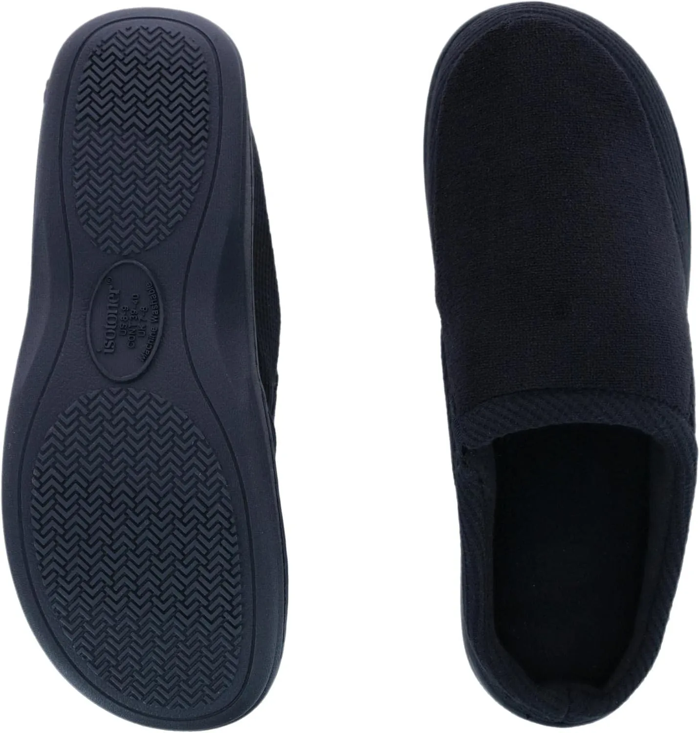 isotoner Men's Microterry and Waffle Travis Slip-on Hoodback Slipper