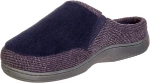 isotoner Men's Microterry and Waffle Travis Slip-on Hoodback Slipper