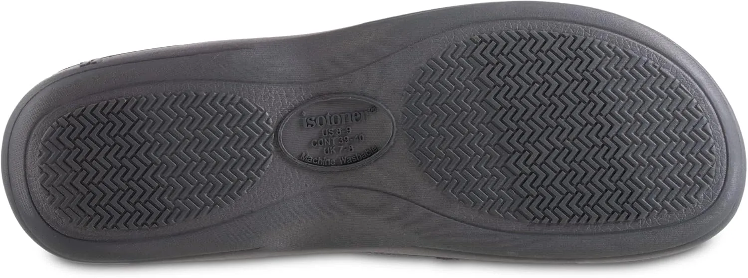 isotoner Men's Microterry and Waffle Travis Slip-on Hoodback Slipper