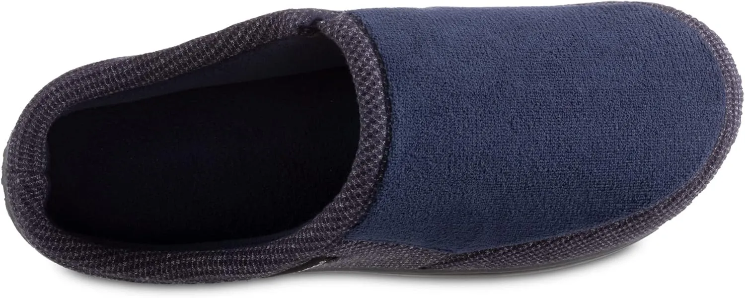 isotoner Men's Microterry and Waffle Travis Slip-on Hoodback Slipper