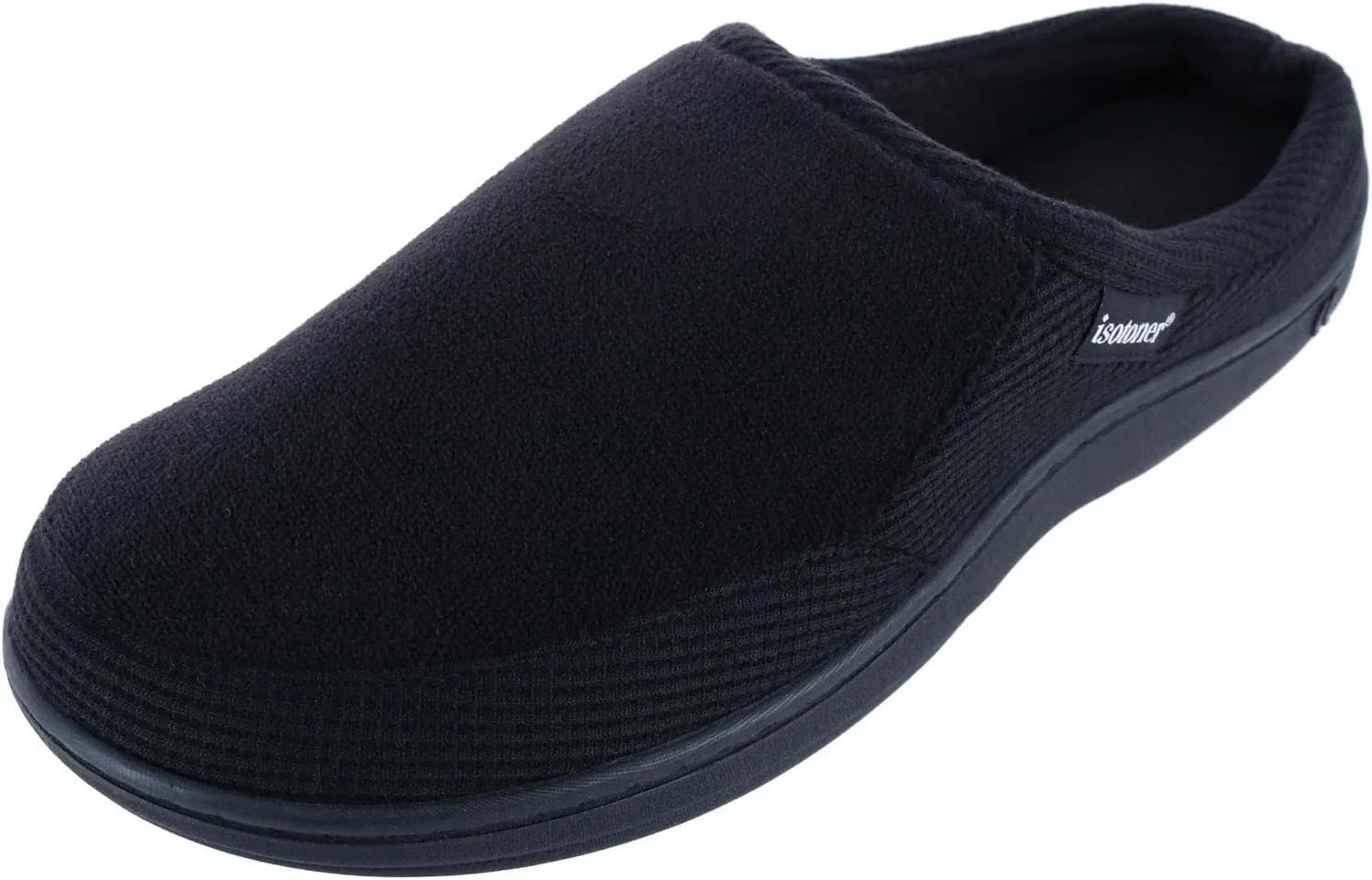 isotoner Men's Microterry and Waffle Travis Slip-on Hoodback Slipper