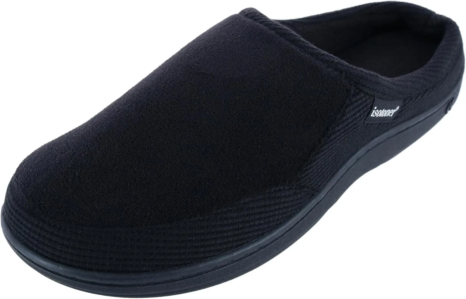 isotoner Men's Microterry and Waffle Travis Slip-on Hoodback Slipper