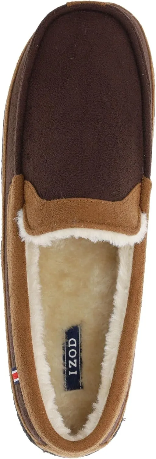 IZOD Men Classic Moccasin Slipper - Warm, Soft, Slip On
