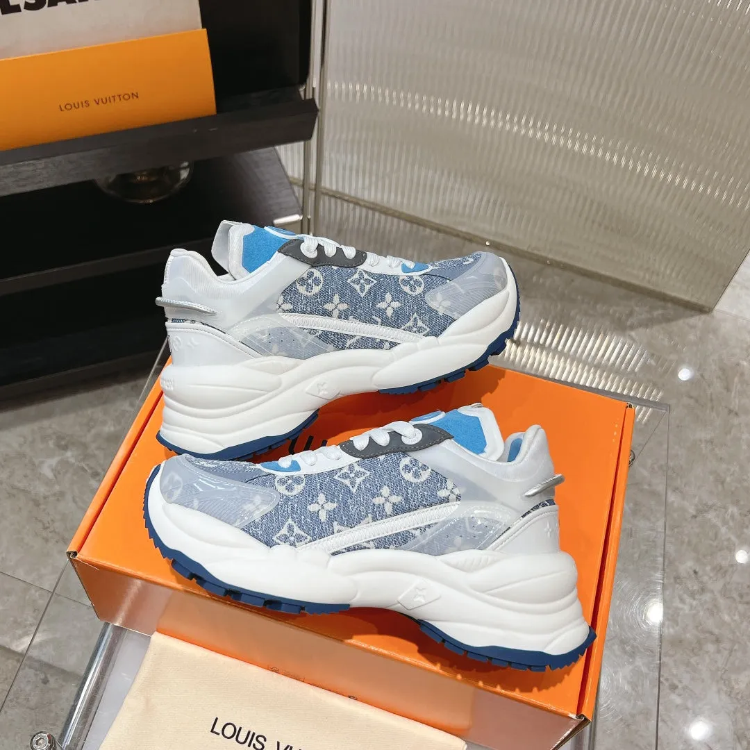 Jacquard High-security Fabric Mix Reliable customer care Dark Light 50mm Monogram 55 Run Blue Blue Louis Vuitton Sneaker