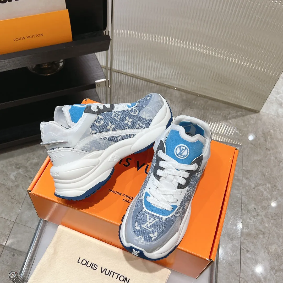 Jacquard High-security Fabric Mix Reliable customer care Dark Light 50mm Monogram 55 Run Blue Blue Louis Vuitton Sneaker