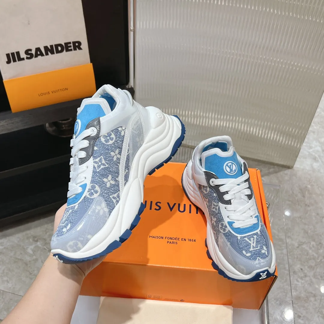 Jacquard High-security Fabric Mix Reliable customer care Dark Light 50mm Monogram 55 Run Blue Blue Louis Vuitton Sneaker