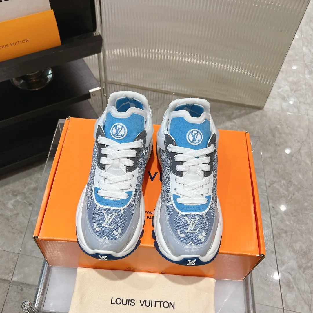 Jacquard High-security Fabric Mix Reliable customer care Dark Light 50mm Monogram 55 Run Blue Blue Louis Vuitton Sneaker