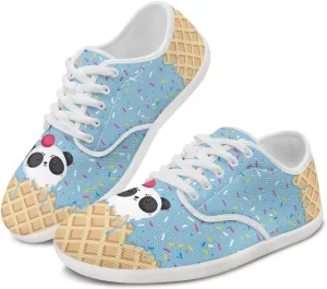 Jeiento Women Lace-up Barefoot Shoes Snacks Themed Mesh Walking Shoes for Women Comfort