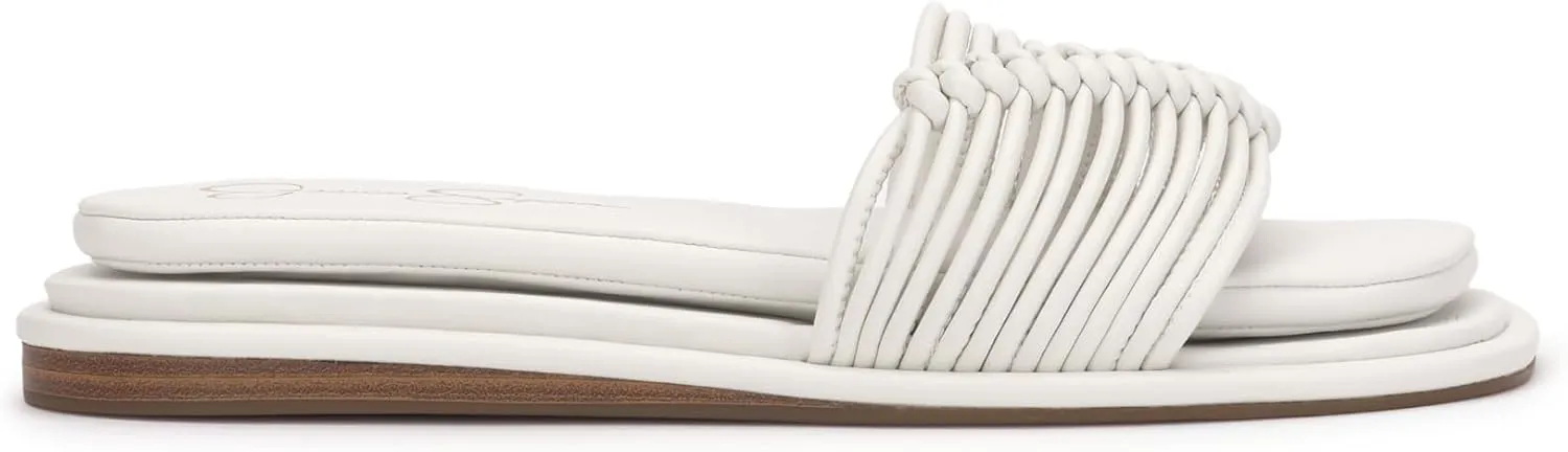 Jessica Simpson Womens Strappy Faux Leather Slide Sandals