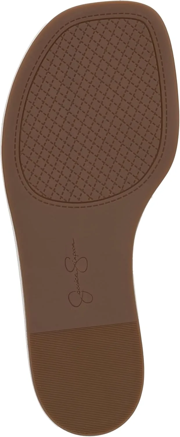 Jessica Simpson Womens Strappy Faux Leather Slide Sandals