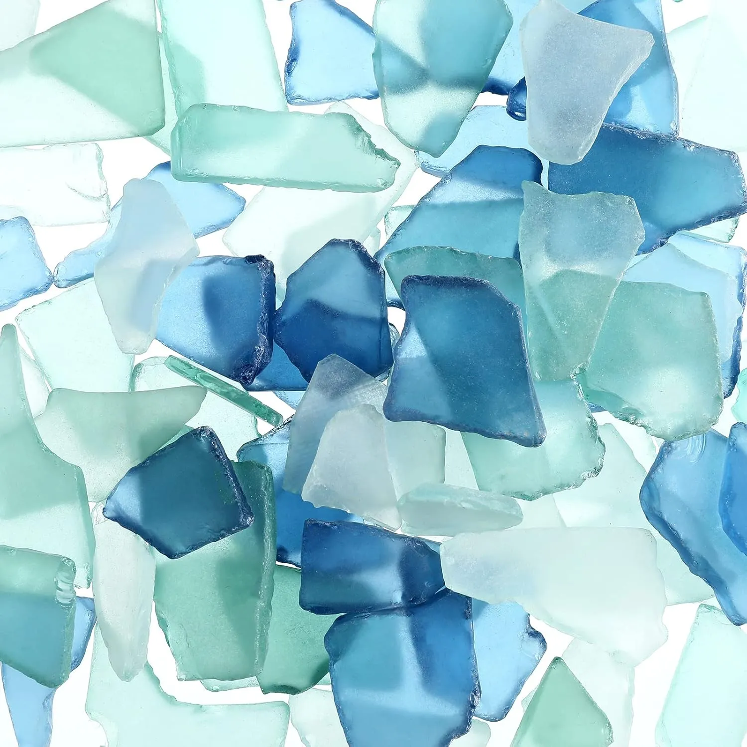 Jetec Sea Glass for Crafts 36 Ounces Flat Frosted Crushed Sea Glass Decor Pieces Vase Filler for Beach Wedding Party Decor Home Aquarium Decor DIY Crafts Supplies, Blue White Green
