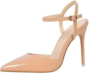 JiangWei Shu Women's High Heeled Sandal Ankle Strap Pointed Toe Party Wedding Dress Shoes