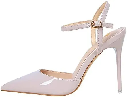 JiangWei Shu Women's High Heeled Sandal Ankle Strap Pointed Toe Party Wedding Dress Shoes