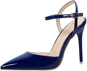 JiangWei Shu Women's High Heeled Sandal Ankle Strap Pointed Toe Party Wedding Dress Shoes