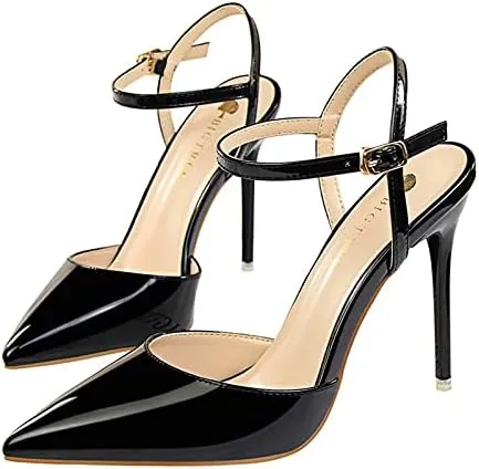 JiangWei Shu Women's High Heeled Sandal Ankle Strap Pointed Toe Party Wedding Dress Shoes