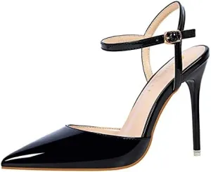 JiangWei Shu Women's High Heeled Sandal Ankle Strap Pointed Toe Party Wedding Dress Shoes