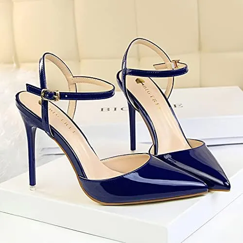JiangWei Shu Women's High Heeled Sandal Ankle Strap Pointed Toe Party Wedding Dress Shoes