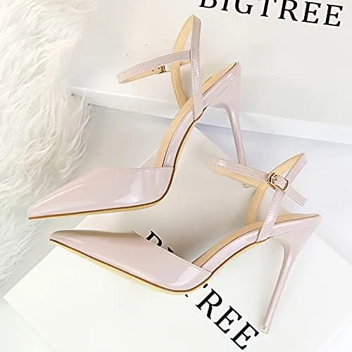 JiangWei Shu Women's High Heeled Sandal Ankle Strap Pointed Toe Party Wedding Dress Shoes