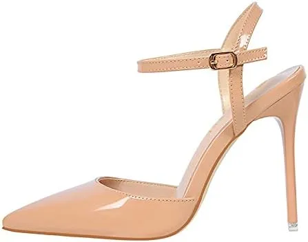 JiangWei Shu Women's High Heeled Sandal Ankle Strap Pointed Toe Party Wedding Dress Shoes