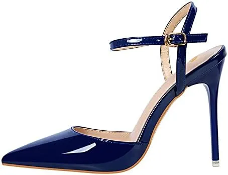 JiangWei Shu Women's High Heeled Sandal Ankle Strap Pointed Toe Party Wedding Dress Shoes