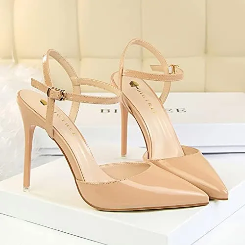 JiangWei Shu Women's High Heeled Sandal Ankle Strap Pointed Toe Party Wedding Dress Shoes