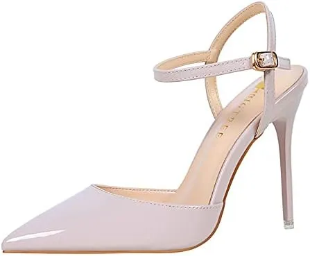 JiangWei Shu Women's High Heeled Sandal Ankle Strap Pointed Toe Party Wedding Dress Shoes