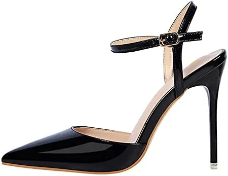 JiangWei Shu Women's High Heeled Sandal Ankle Strap Pointed Toe Party Wedding Dress Shoes