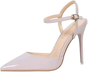JiangWei Shu Women's High Heeled Sandal Ankle Strap Pointed Toe Party Wedding Dress Shoes