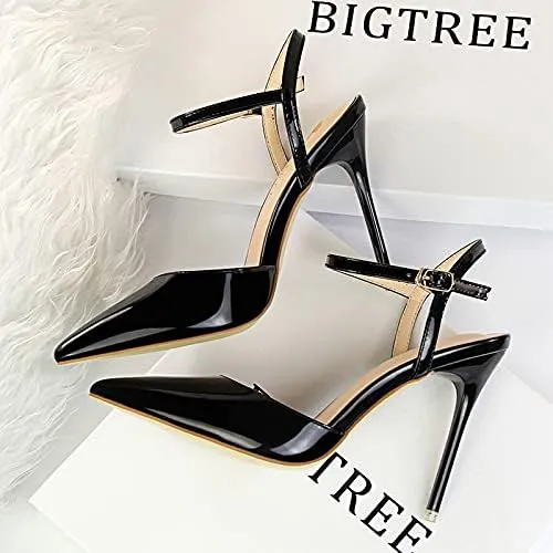 JiangWei Shu Women's High Heeled Sandal Ankle Strap Pointed Toe Party Wedding Dress Shoes