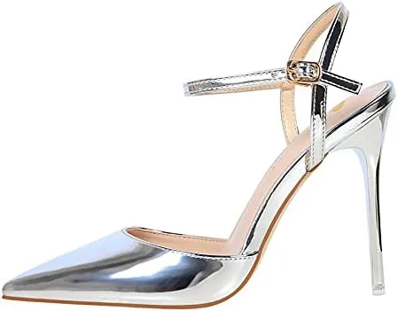 JiangWei Shu Women's High Heeled Sandal Ankle Strap Pointed Toe Party Wedding Dress Shoes