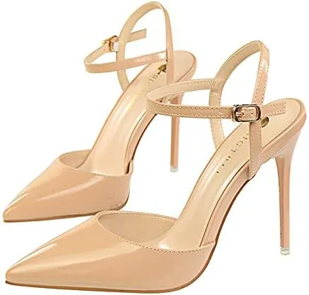 JiangWei Shu Women's High Heeled Sandal Ankle Strap Pointed Toe Party Wedding Dress Shoes