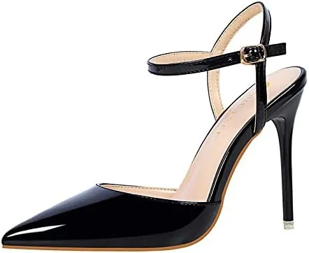 JiangWei Shu Women's High Heeled Sandal Ankle Strap Pointed Toe Party Wedding Dress Shoes