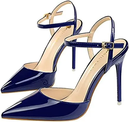 JiangWei Shu Women's High Heeled Sandal Ankle Strap Pointed Toe Party Wedding Dress Shoes
