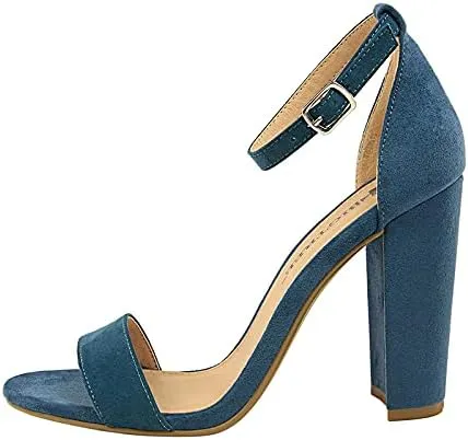 JiangWei Shu Women's Open Toe Heeled Sandal Chunky Heels Party Dress Shoes