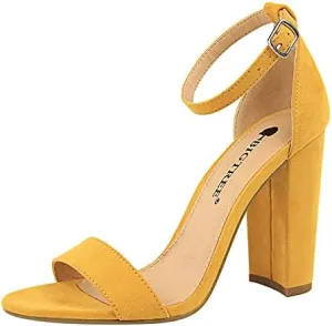JiangWei Shu Women's Open Toe Heeled Sandal Chunky Heels Party Dress Shoes