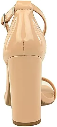 JiangWei Shu Women's Open Toe Heeled Sandal Chunky Heels Party Dress Shoes