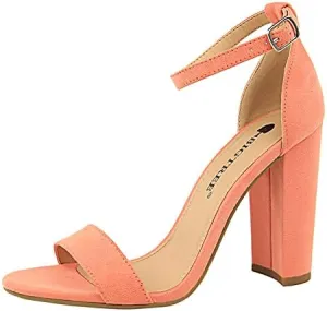 JiangWei Shu Women's Open Toe Heeled Sandal Chunky Heels Party Dress Shoes