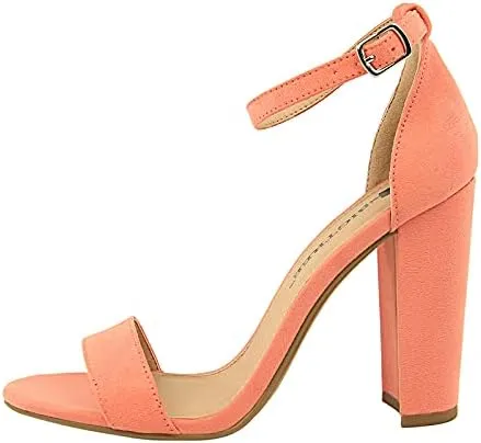 JiangWei Shu Women's Open Toe Heeled Sandal Chunky Heels Party Dress Shoes